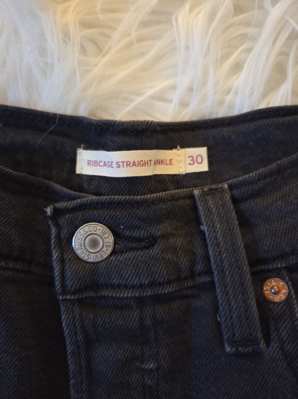 Levi's Dark Charcoal Button Fly Ribcage Straight Leg Jeans - Picture 3 of 6